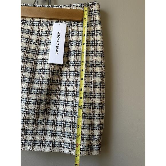 $378 Veronica Beard Roman Skirt Tweed Size 4 NEW Ivory Camel Womens Miniskirt - Picture 5 of 10